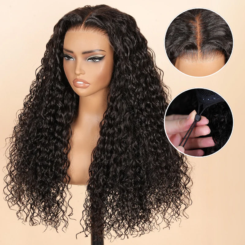 Extra 60% OFF|  Glueless Water Wave 7x5/ 13x4 Transparent HD Lace Wig Pull and Go Invisible Drawstring Wigs Flash Sale - Image 6
