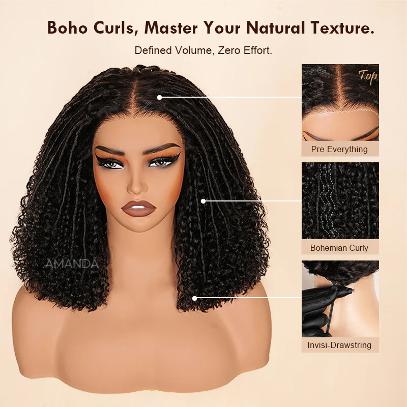 Amanda 7x5 Bohemian Curly Glueless Wig HD Lace 300% Density | Honey Blonde & Red Wine - Image 7