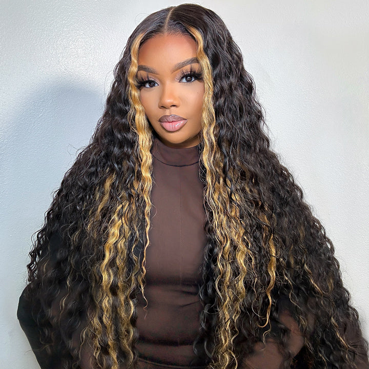 Bogo Flash Sale| Blonde Highlights Glueless 6×4 Lace Closure Wig + Kinky Straight 3-In-1 Half Wig - Image 2