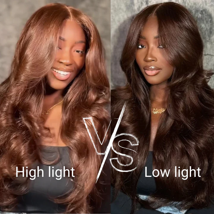 Buy 1 Get 1 Free Chocolate Brown Full Density Glueless 7x5 Lace Colored Straight/ Loose Wave Human Hair Wig - Image 6