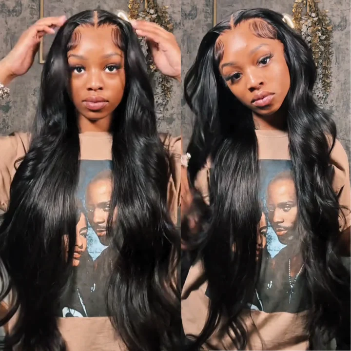 Buy 1 Get 1 Free Glueless Loose Wave Lace Front Wigs with Curtain Bangs 180%/250% Density - Image 6
