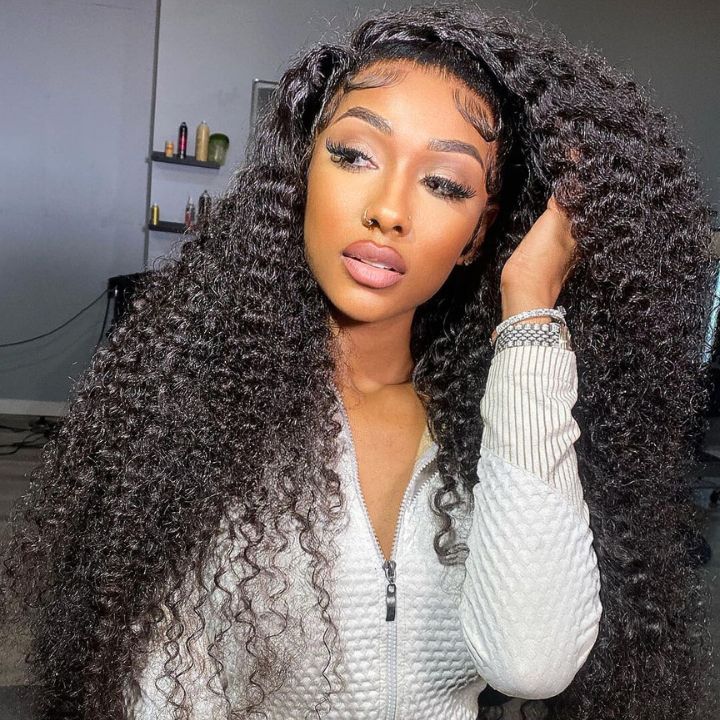 Buy 1 Get 1 Free Thick Curly Hair 13×4 Lace Frontal Wig 6×4 Pre-Cut Lace Wig - Image 6