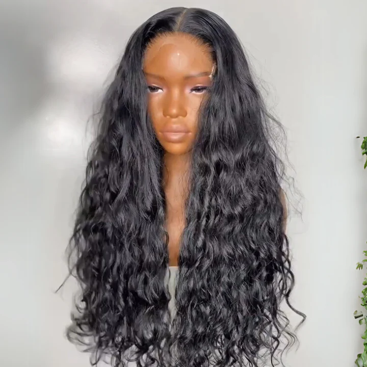 Glueless Loose Wave Curly Human Hair Wig Natural Black 100% Human Hair - Amanda Hair