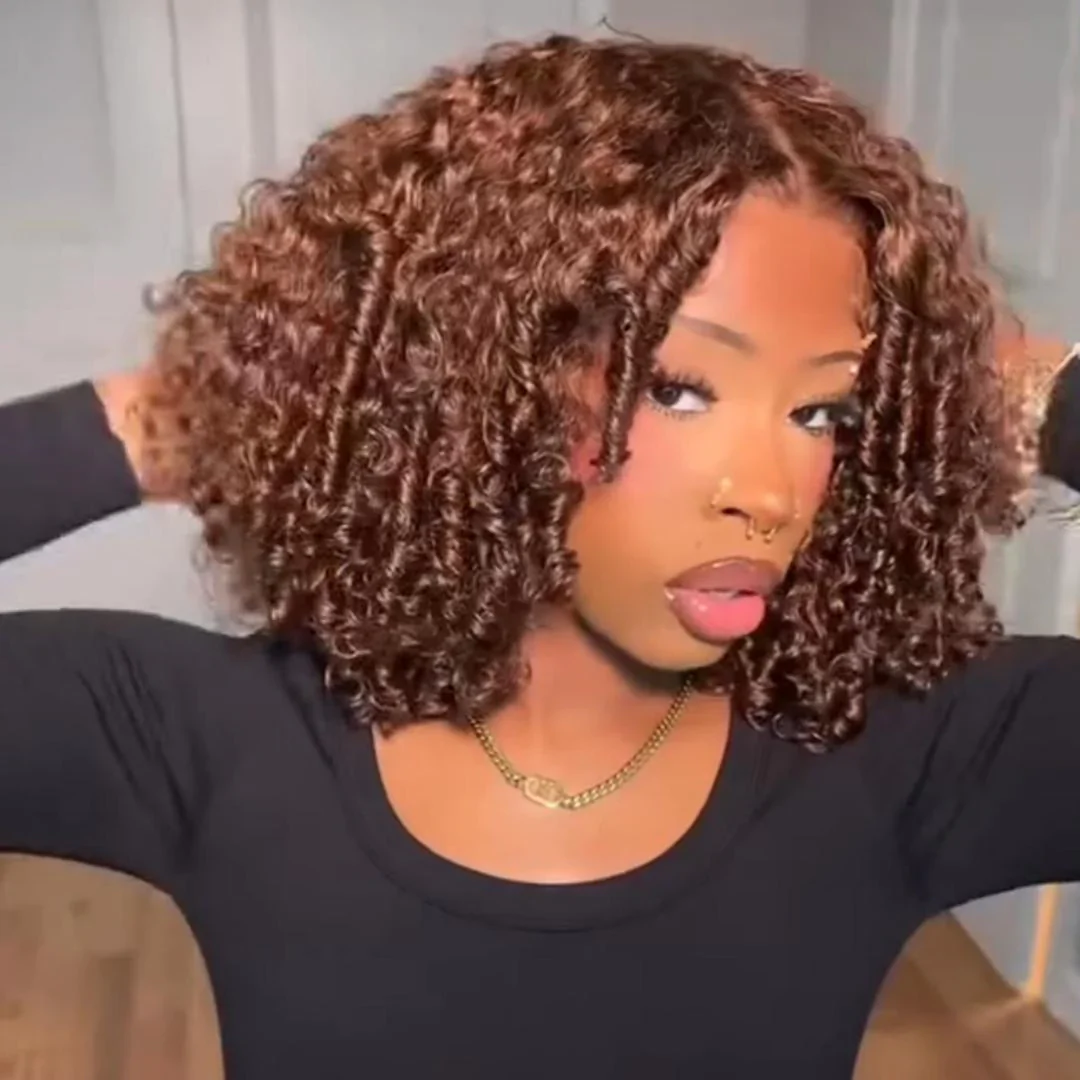 Amanda Glueless Thick Fluffy Afro Curly Human Hair Bob Wigs 7x5 / 13x4 Invisiable Lace Wig Flash Sale - Image 6