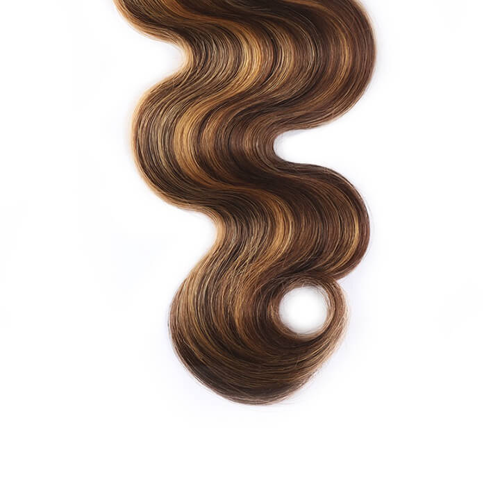 Highlight Brown Body Wave Human Brazilian Hair Bundles With Closure Ombre Honey Blonde Closure With Bundles - Image 2