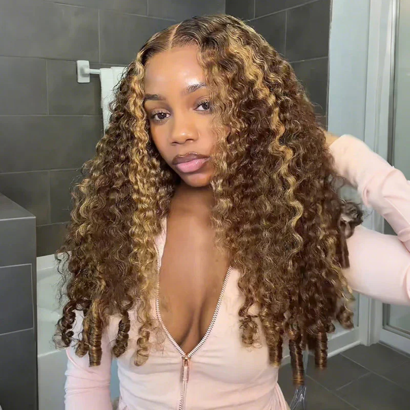 Amanda Luxury 7x5 Burmese Curly Brown Balayage Highlight Color Glueless HD Lace Human Hair Wig Flash Sale - Image 12