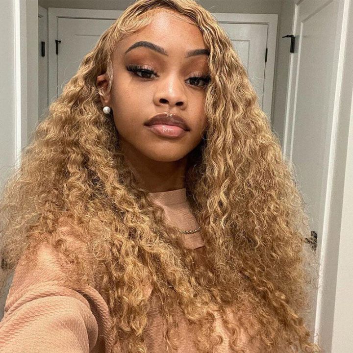 Honey Blonde Body Wave #27 Color Glueless  Lace Front Human Hair Wigs for Women 180% Density - Image 4