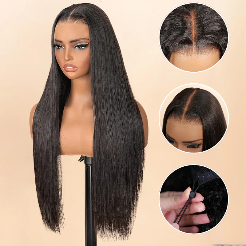 300% Density Long Straight Pre Everything Lace Wig New No Slip Silky Put On & Go Human Hair Wigs with Invisible Drawstring - Amanda Hairs - Image 5