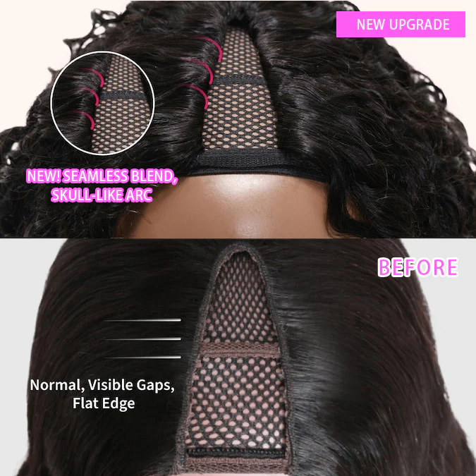 V Part Ombre Highlights Brown Water Wave Wig Hand-woven Invisible Drawstring Glue-free 100% Human Hair Beginner-friendly Flash Sale - Amanda Hair - Image 11