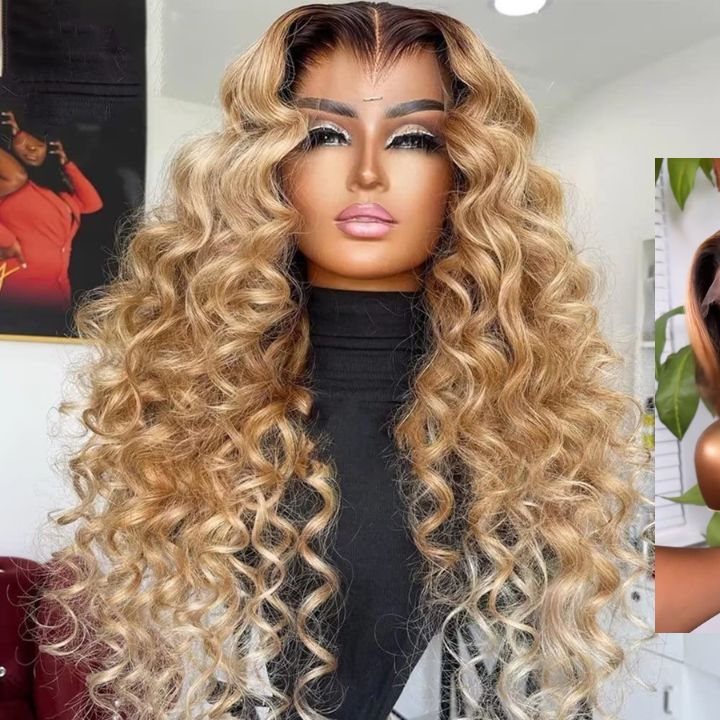 Ombre Honey Blonde Colored Loose Wave 7x5 Pre Cut Lace Closure Wig Lace Front Wig Flash Sale - Image 3
