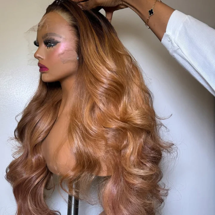Ombre Medium Blonde Glueless 3D Body Wave Clear Transparent Lace Front Colored Wigs 100% Human Hair For Women-Amanda Hair - Image 3