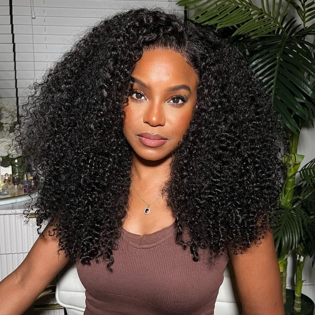 300% Density Bold Bounce Thick Fluffy Curly Human Hair Wigs Glueless Lace Closure Wig-Amanda Hair