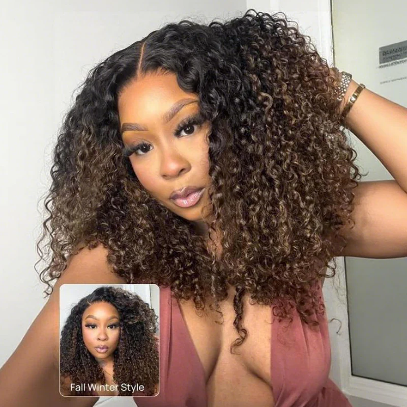 $119=20'' | Upgrade V Part Curly Wig With Burmese Curly Ends Invisiable Drawstring Glueless Human Hair Wig Flash Sale - Image 2