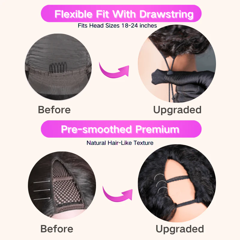 Water Wave Upgrade V Part Wig Human Hair Glueless No Leave Out  Wig Invisible Drawstring Flash Sale- Amanda Hair - Image 8