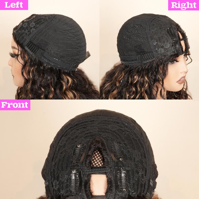Water Wave Upgrade V Part Wig Human Hair Glueless No Leave Out  Wig Invisible Drawstring Flash Sale- Amanda Hair - Image 9