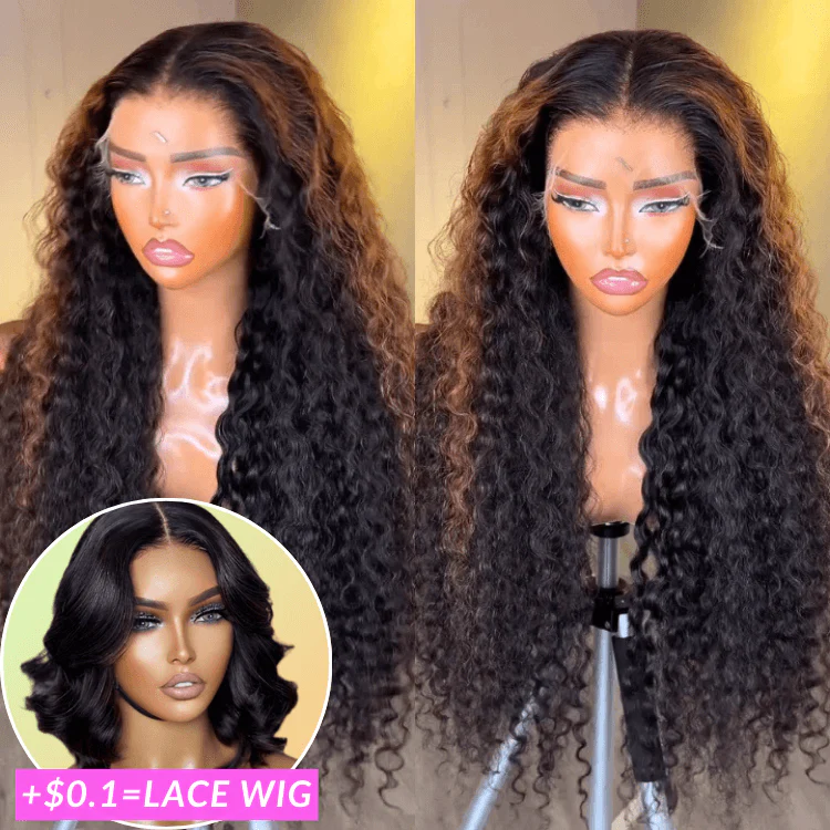 Add $0.1 for Extra Wig| Highlight Color Light Brown Curly Clear HD Lace Front/Closur| Highlight Color Light Brown Curly Clear HD Lace Front/Closure Wig Flash Sale