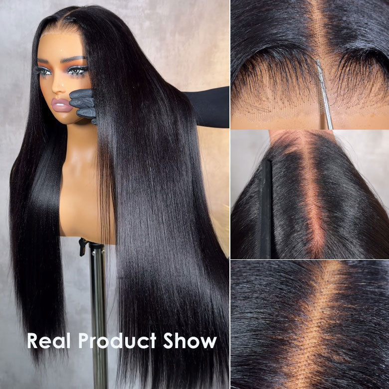 Yaki Straight 7x5 Glueless Lace Natural Black Color Put On and Go Invisi Drawstring Human Hair Wigs- Amanda Hair - Image 3